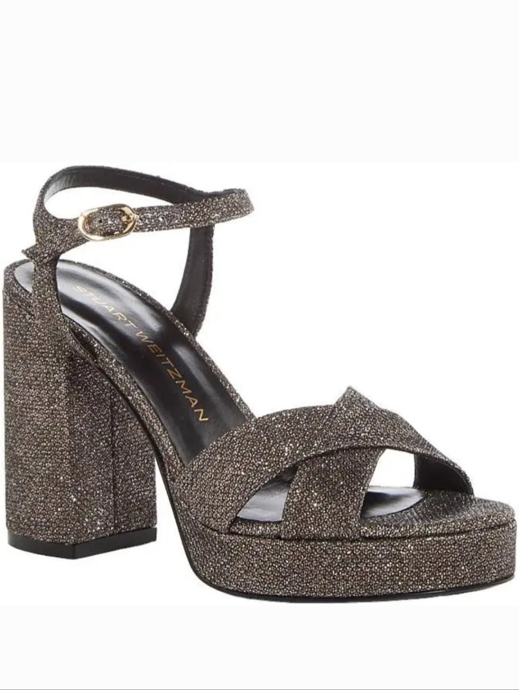 Stuart Weitzman 6 Dayna New Pyrite Metallic Gunmetal Platform Sandals